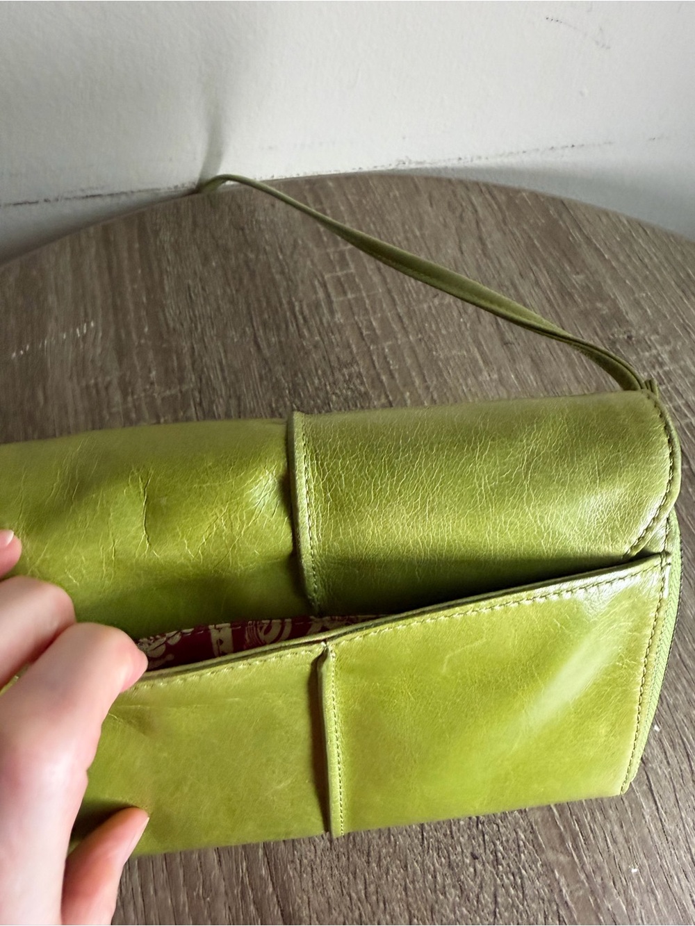 HOBO Lime Green Leather Crossbody Wristlet - Picture 7 of 11